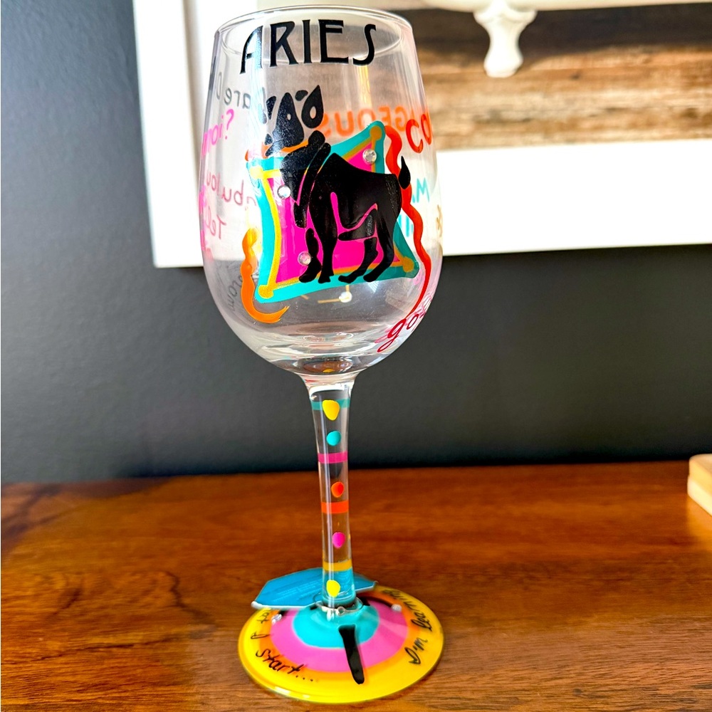 Lolita Zodiac Aries Ram Wine Glass